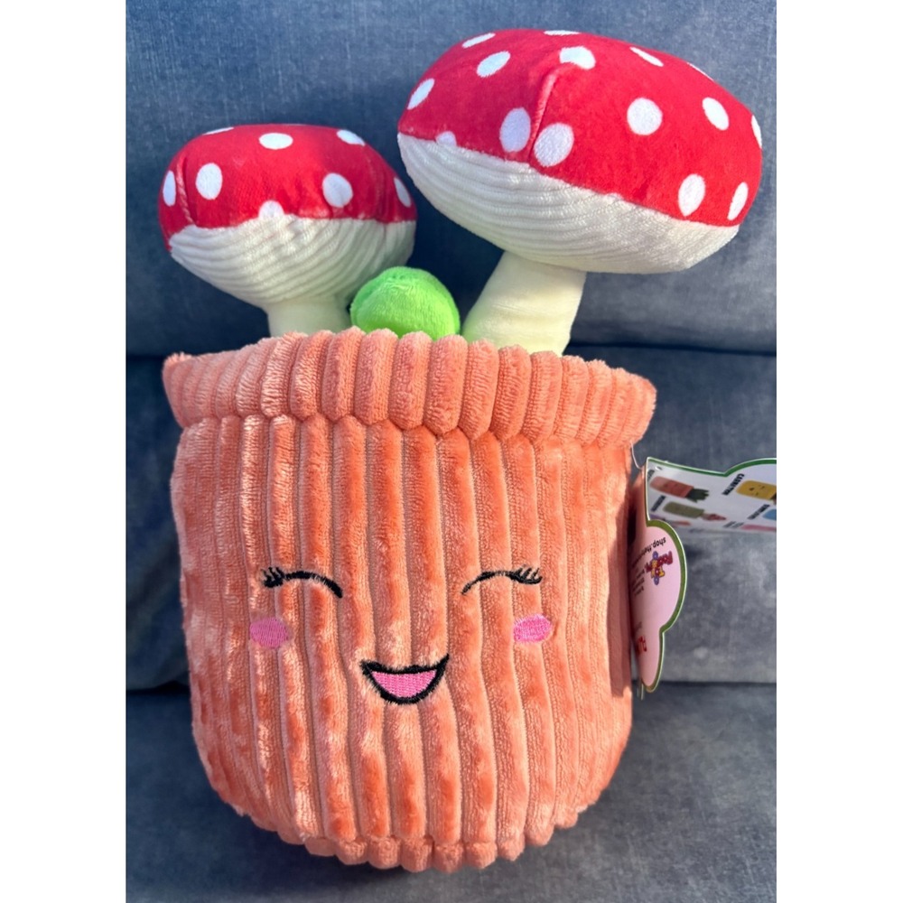 Floral‎ Friends  Plush Tall Mushroom 11" Kawaii NWT Potted Plant Toy Factory